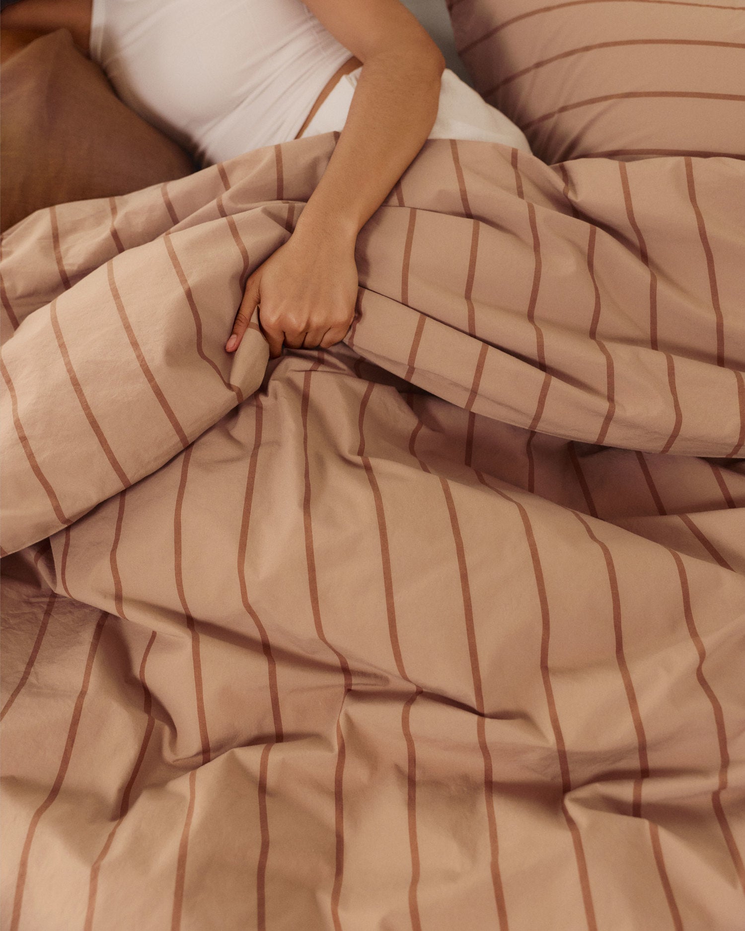 Brushed Cotton Duvet Cover Set - Adobe Stripe K/CK