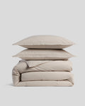 Brushed Cotton Duvet Cover Set - Bone Stripe K/CK