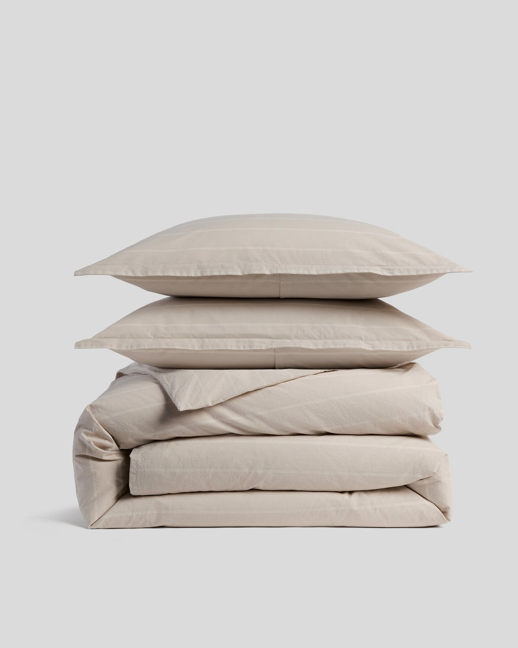 Brushed Cotton Duvet Cover Set - Bone Stripe TW/XL