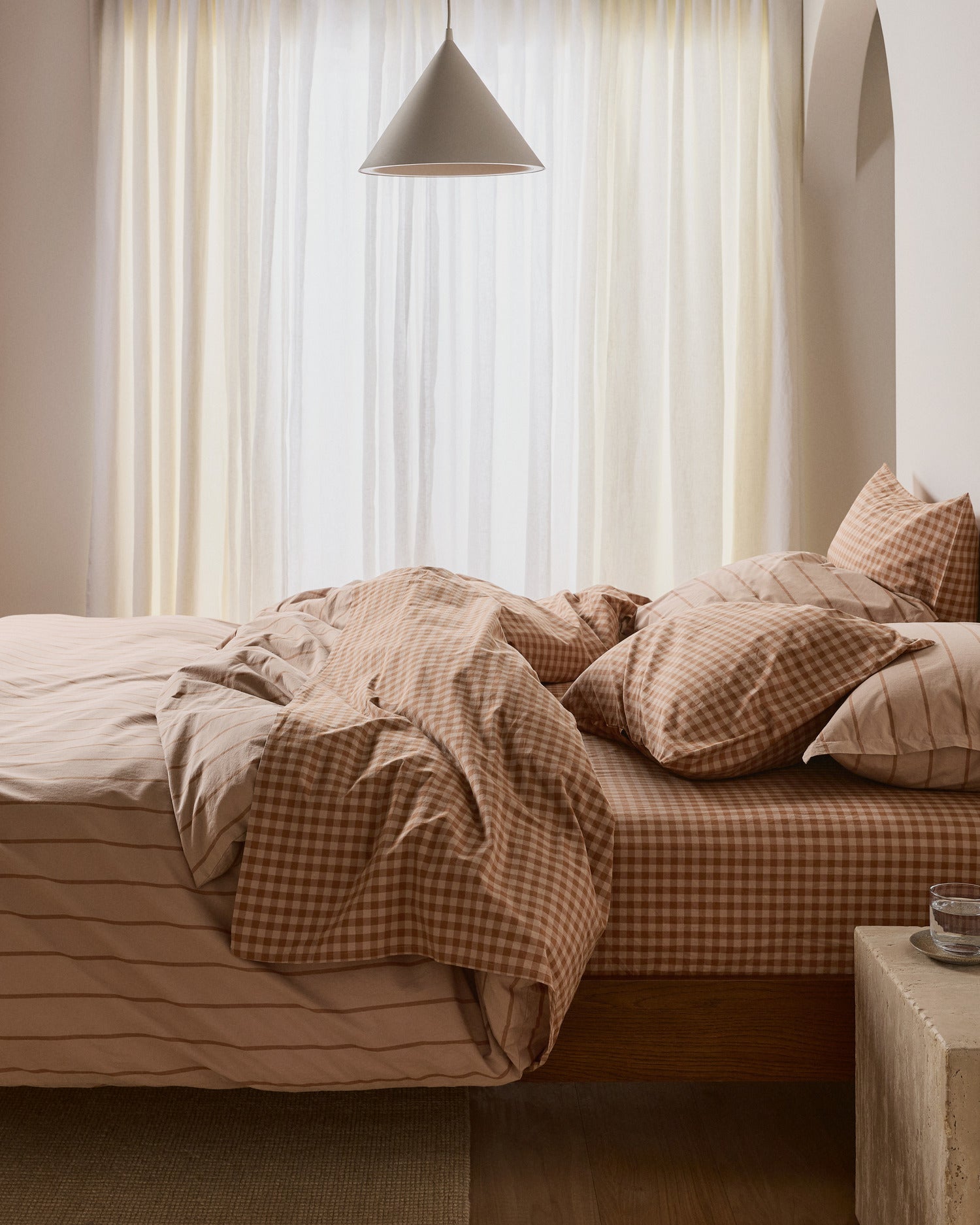 Brushed Cotton Venice Set - Adobe Check/Stripe TW/XL