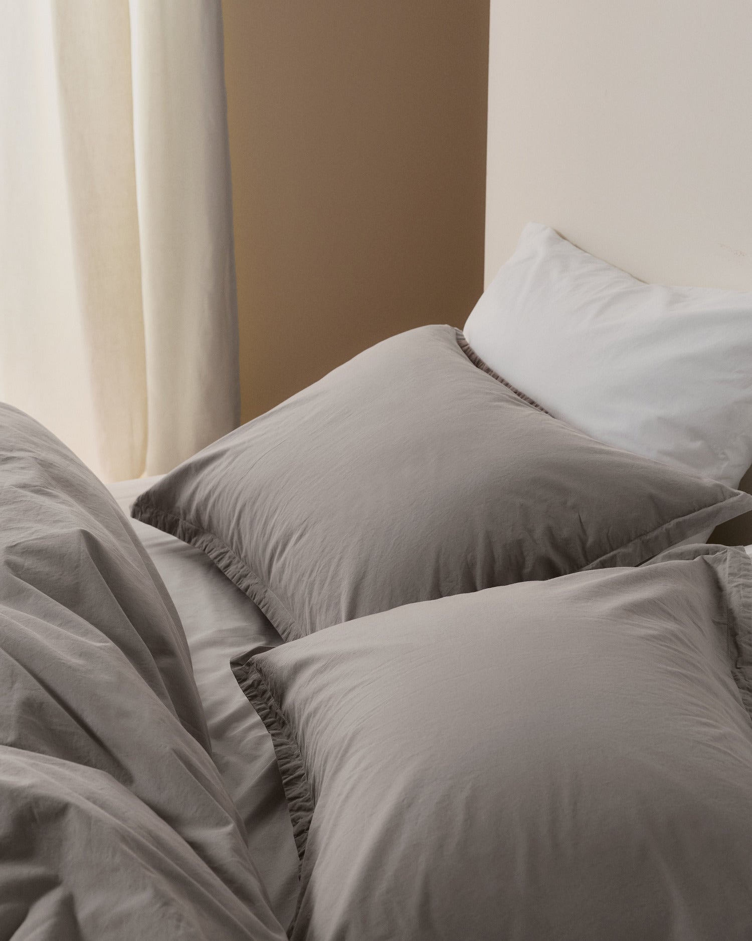 Brushed Cotton Duvet Cover Set - Pebble F/Q