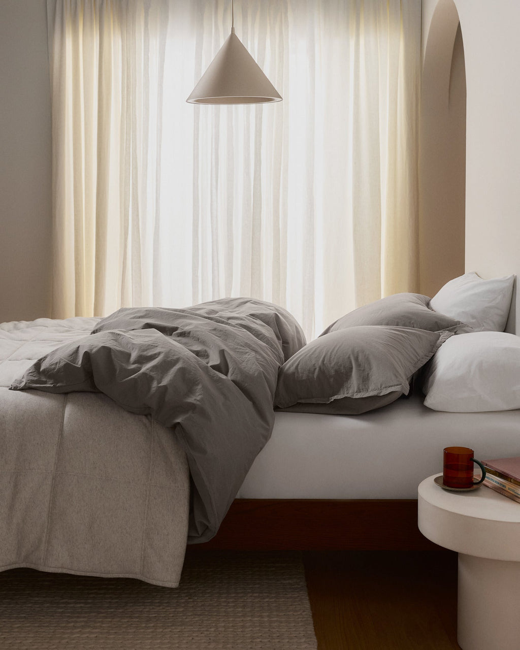 Brushed Cotton Duvet Cover Set - Pebble TW/XL